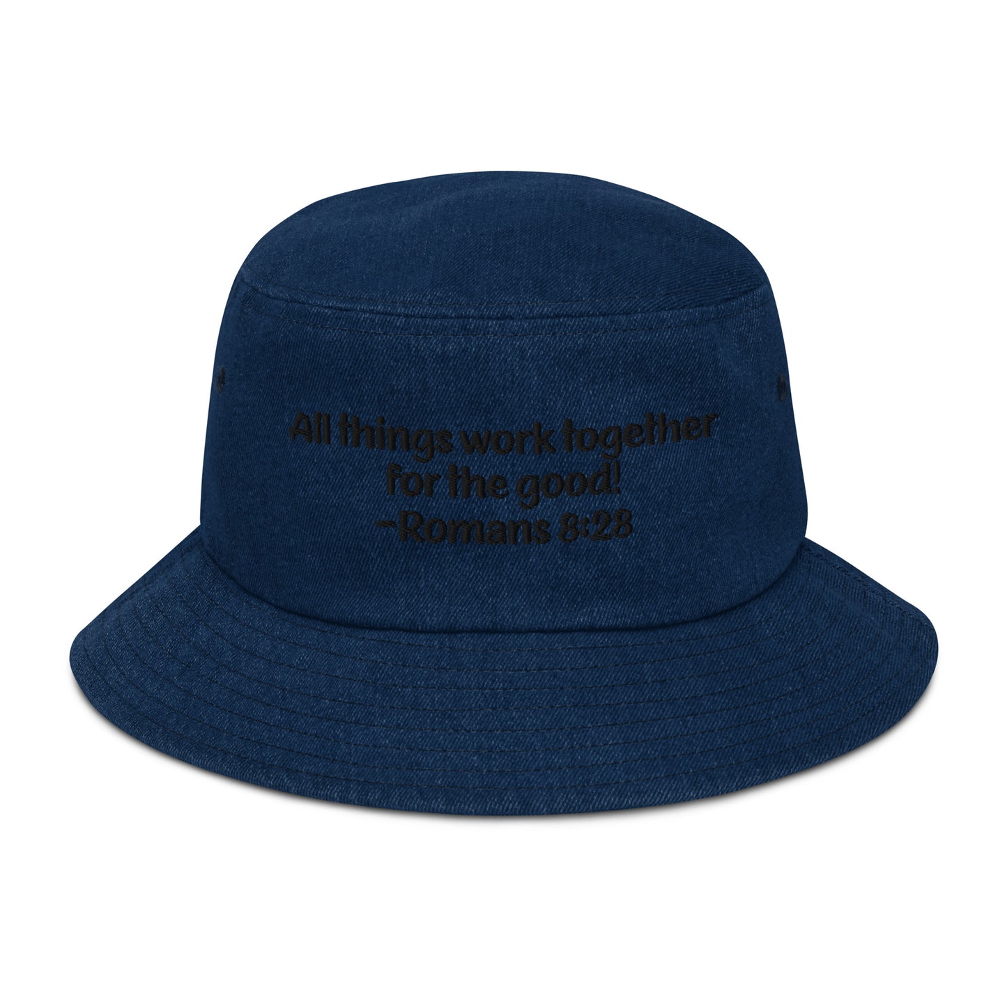 Romans 8:28 denim bucket hat