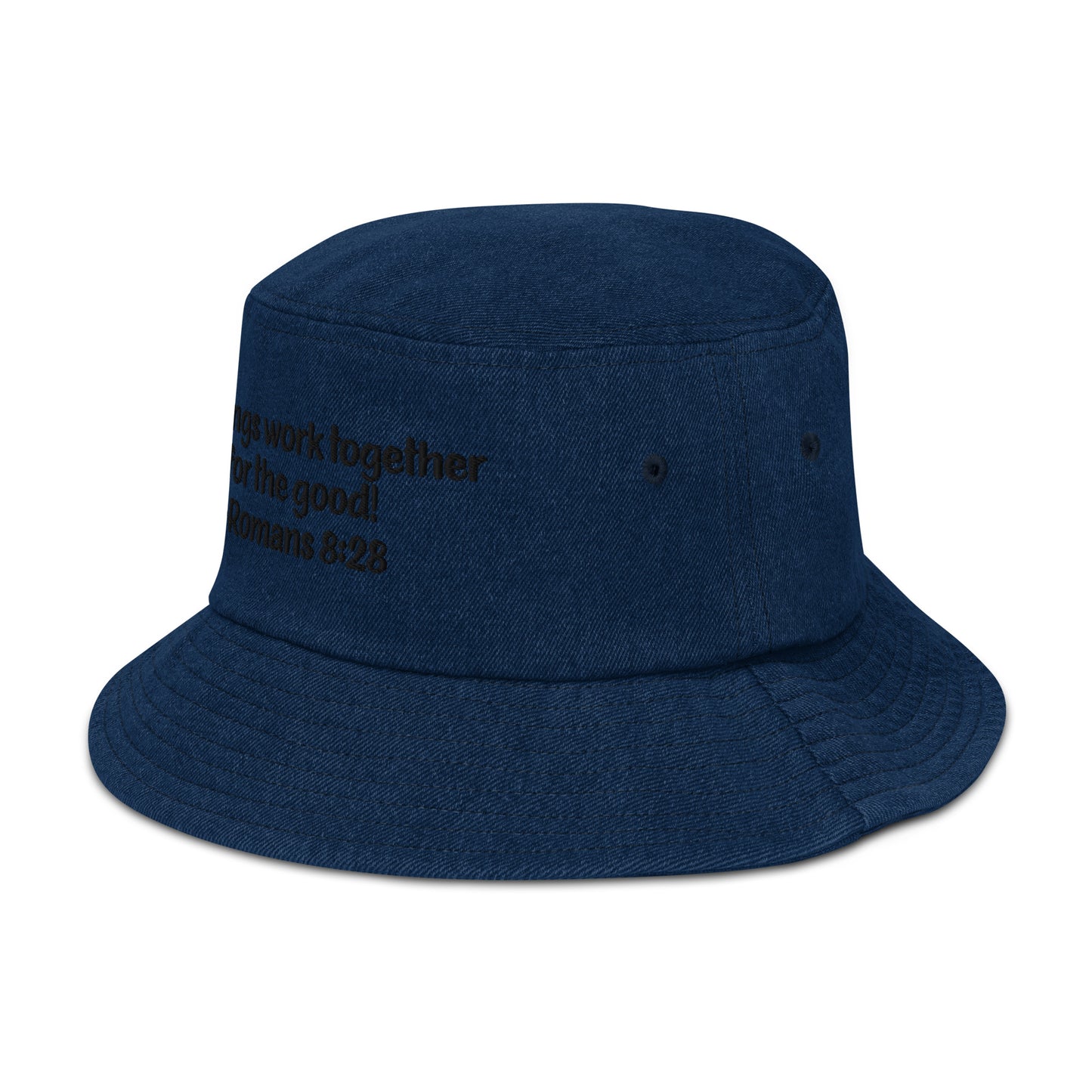 Romans 8:28 denim bucket hat