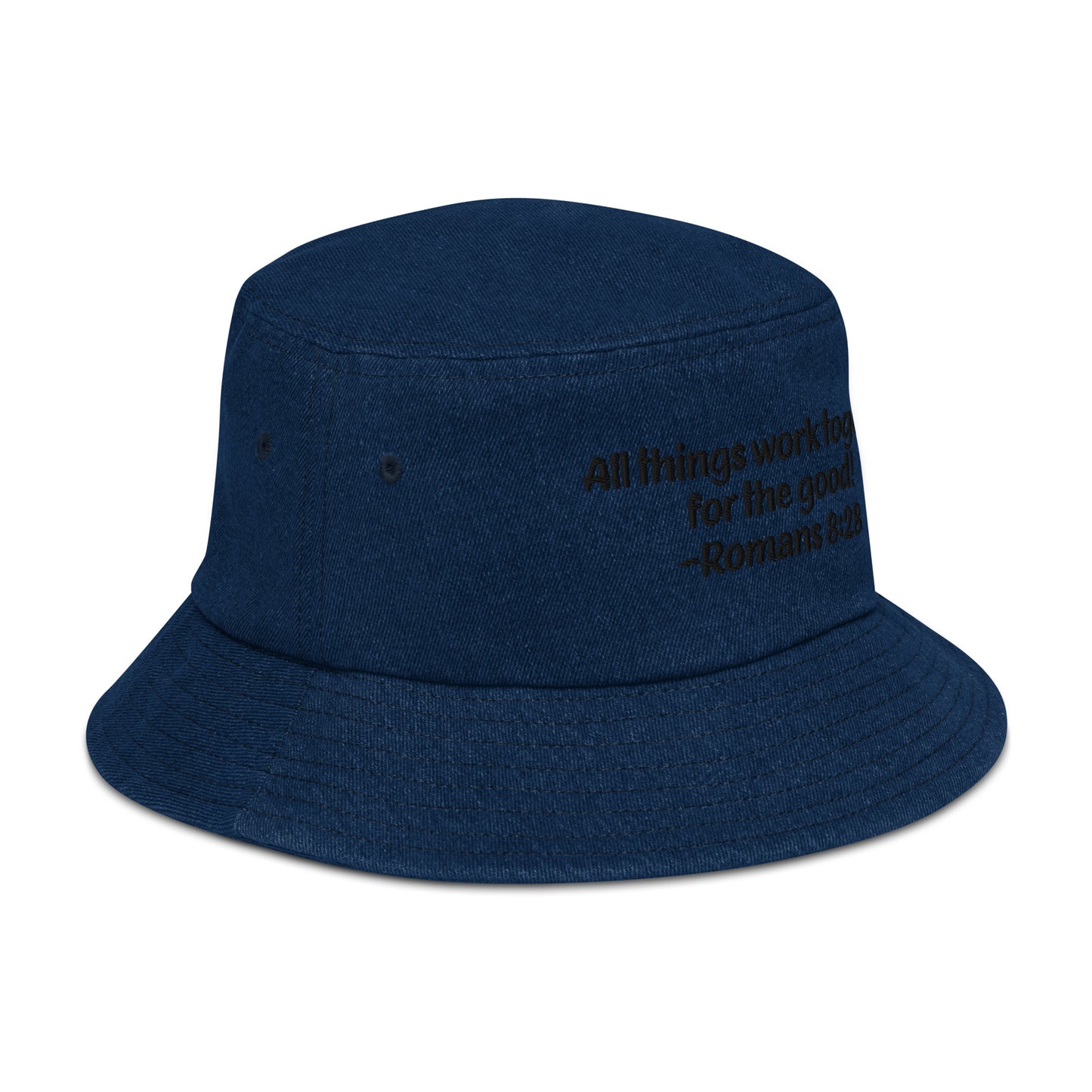 Romans 8:28 denim bucket hat