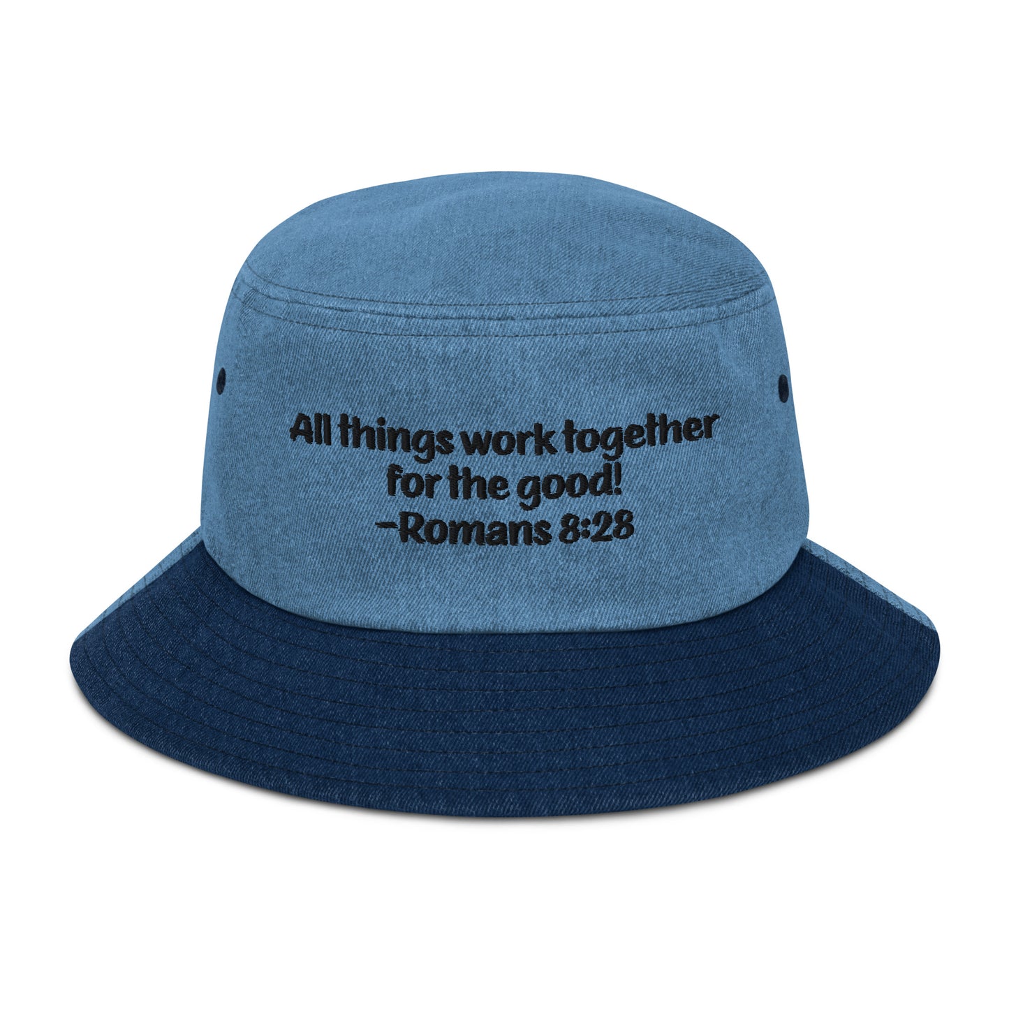 Romans 8:28 denim bucket hat