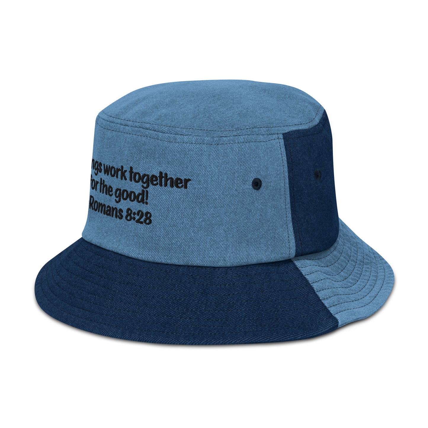 Romans 8:28 denim bucket hat
