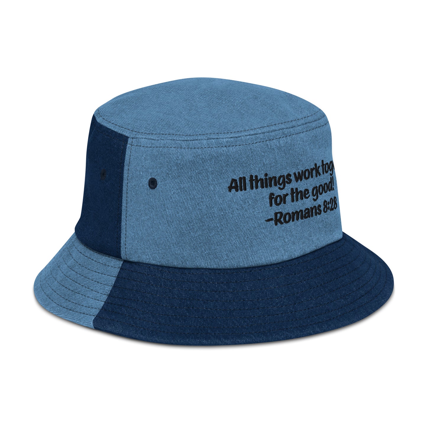 Romans 8:28 denim bucket hat