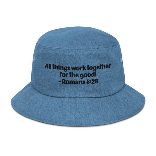 Romans 8:28 denim bucket hat