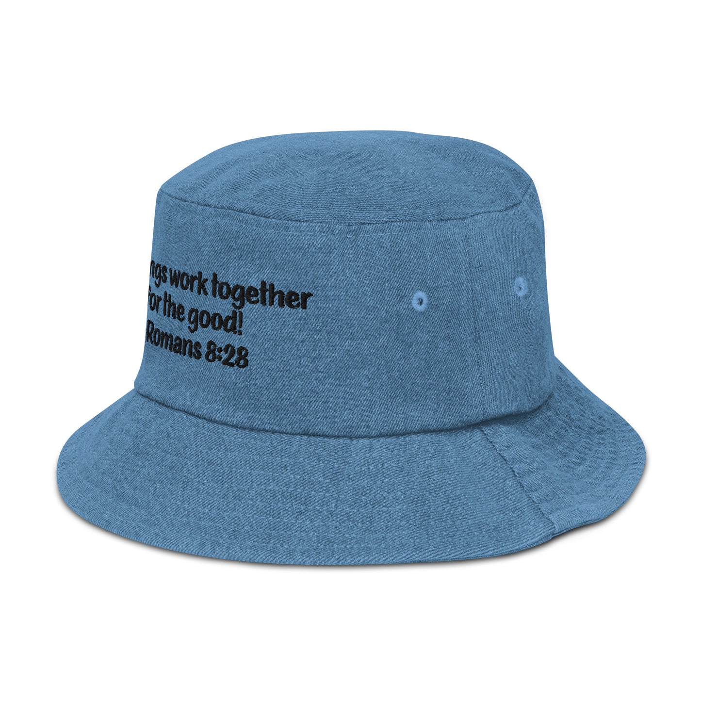 Romans 8:28 denim bucket hat