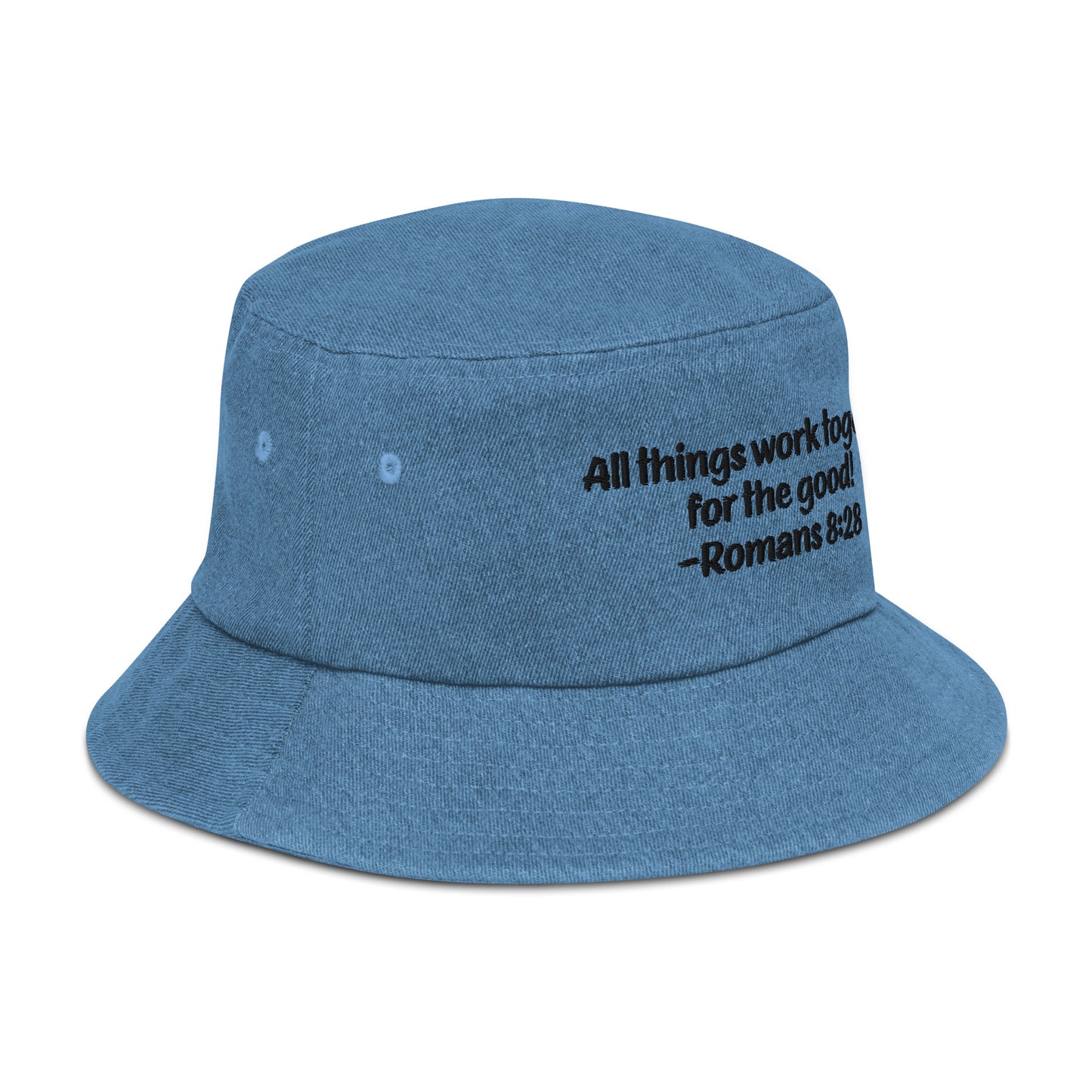 Romans 8:28 denim bucket hat